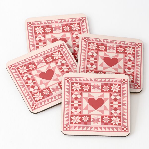 Item preview, Heart Quilt Block – Geometric Patchwork Valentine Pattern designed and sold by Loving Nature Gifts.