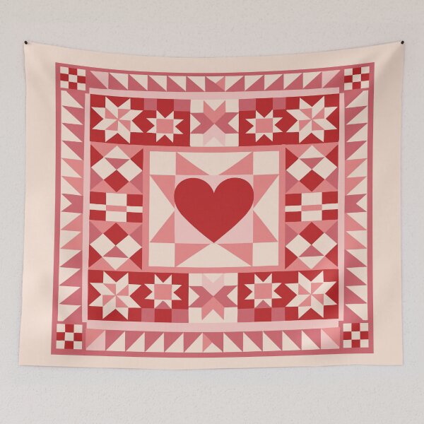Item preview, Heart Quilt Block – Geometric Patchwork Valentine Pattern designed and sold by Loving Nature Gifts.