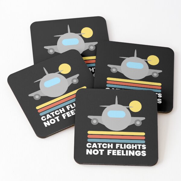 Item preview, Catch Flights Not Feelings - Funny Retro Sunset Airplane Phrase designed and sold by Shape Snip Studio.