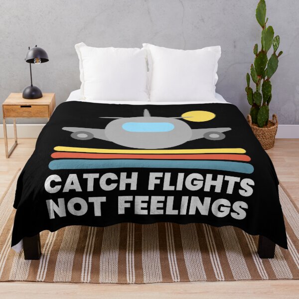 Item preview, Catch Flights Not Feelings - Funny Retro Sunset Airplane Phrase designed and sold by Shape Snip Studio.