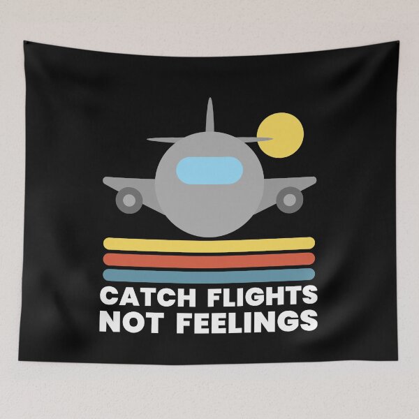 Item preview, Catch Flights Not Feelings - Funny Retro Sunset Airplane Phrase designed and sold by Shape Snip Studio.