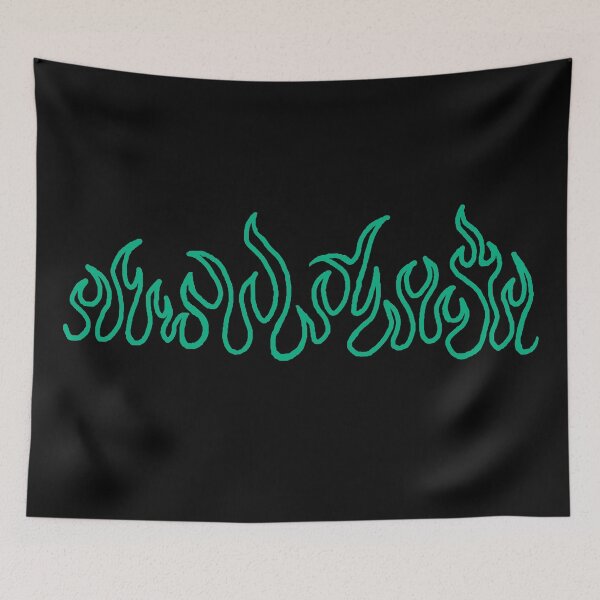Item preview, Teal Fire Flames Blaze Outline designed and sold by CDPrintsDesigns.