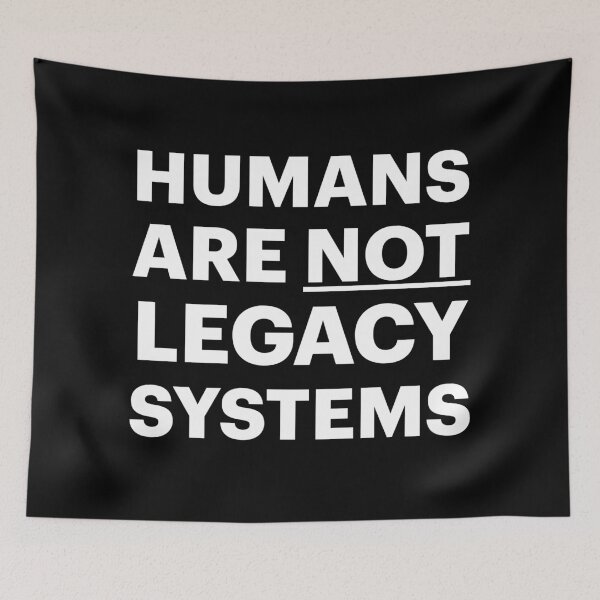 Item preview, Humans are NOT legacy systems | Anti AI (White Text) designed and sold by STUDIO-72.