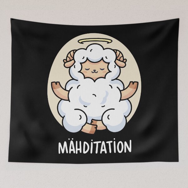 Item preview, Mähditation Funny Sheep Yoga Meditation Kawaii Lamb Pun designed and sold by DrawHandArt.