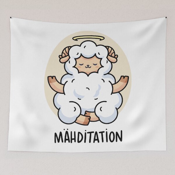 Item preview, Mähditation Funny Sheep Yoga Meditation Kawaii Lamb Pun designed and sold by DrawHandArt.