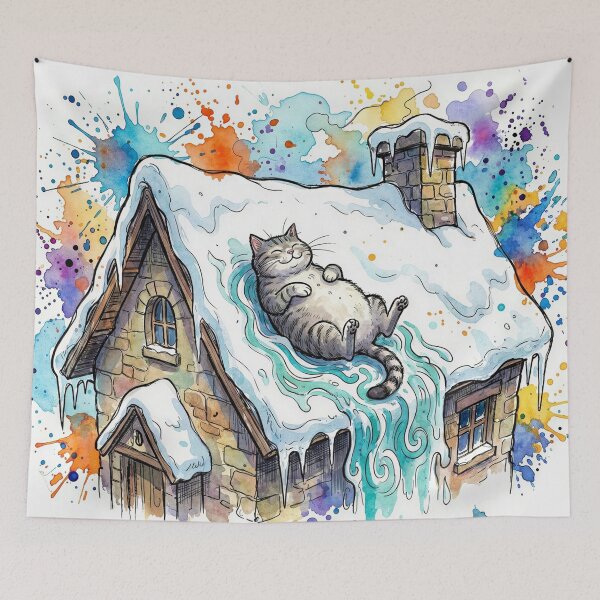 Item preview, Smiling Cat Lying on a Rooftop designed and sold by M-Y-A-R-T-.