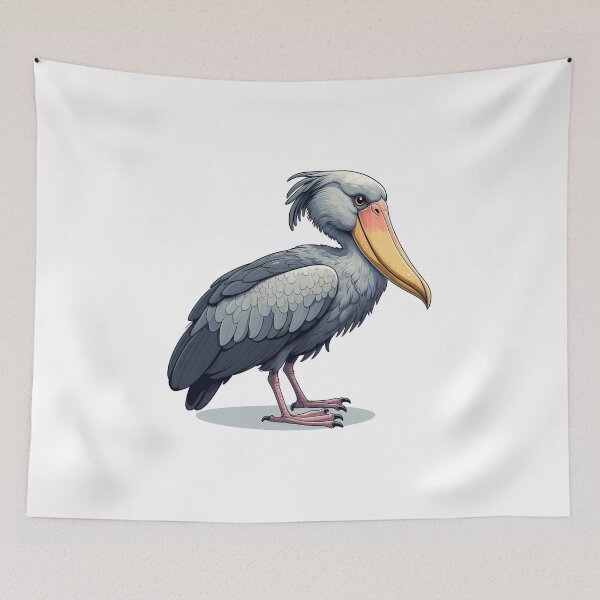 Item preview, A detailed illustration of a grey pelican with a distinctive long beak and elegant feathers. designed and sold by cave-canvas.