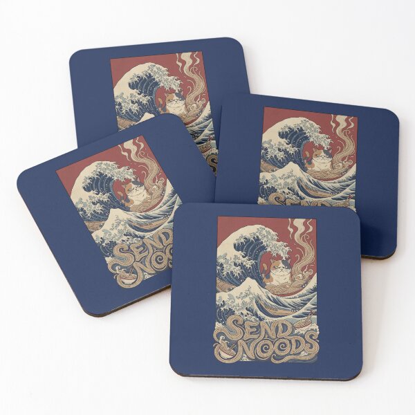 Item preview, Send Noods Feline Ramen Hokusai Kanagawa Swell Art designed and sold by Czuk Designs.