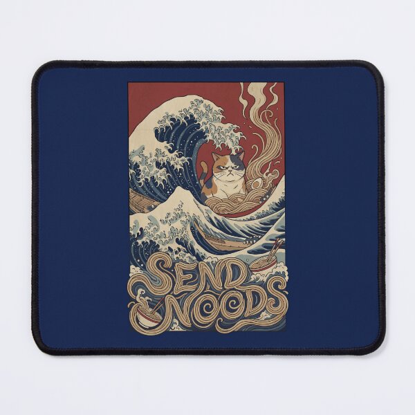 Item preview, Send Noods Feline Ramen Hokusai Kanagawa Swell Art designed and sold by Czuk Designs.