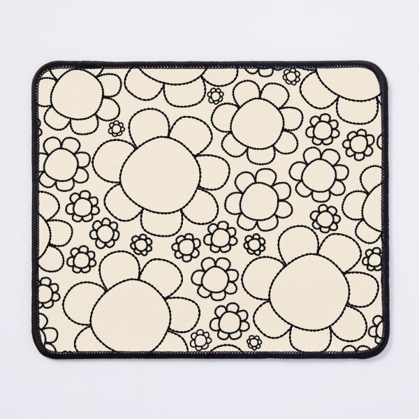Item preview, Cheerful Doodle Flowers Pattern in Black and Almond Cream designed and sold by kierkegaard.