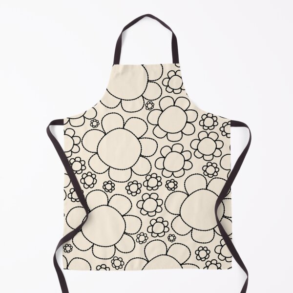 Item preview, Cheerful Doodle Flowers Pattern in Black and Almond Cream designed and sold by kierkegaard.