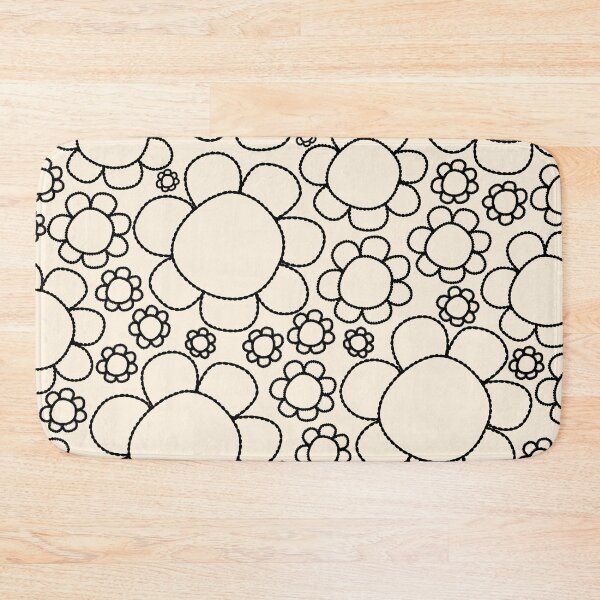 Item preview, Cheerful Doodle Flowers Pattern in Black and Almond Cream designed and sold by kierkegaard.
