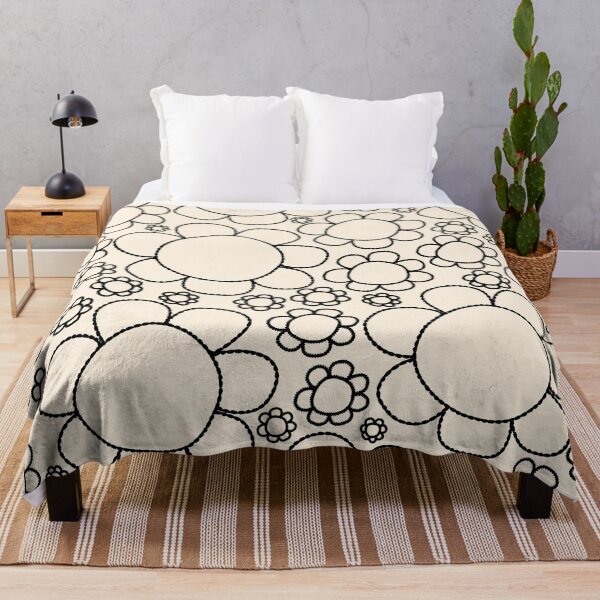 Item preview, Cheerful Doodle Flowers Pattern in Black and Almond Cream designed and sold by kierkegaard.