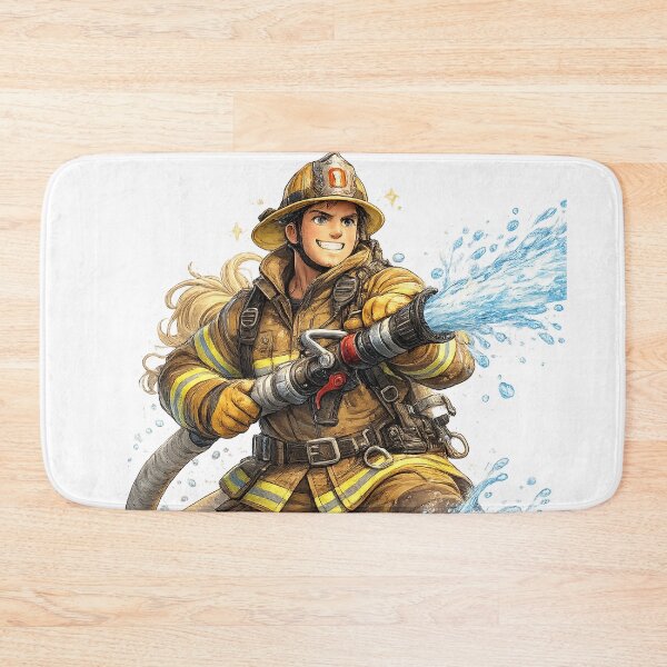 Item preview, Brave Firefighter Spraying Water designed and sold by SpicyWind.