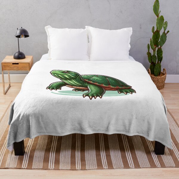 Item preview, A colorful green turtle illustration with intricate shell details, exuding a playful and friendly vibe. designed and sold by cave-canvas.