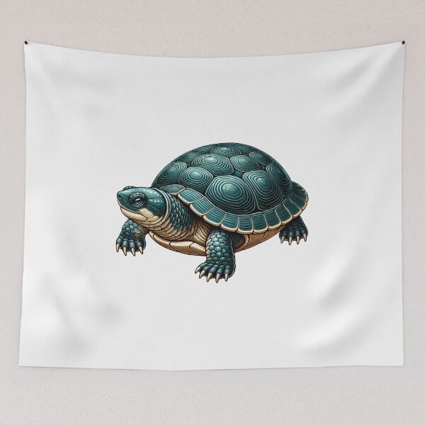 Item preview, Artistic depiction of a green turtle with intricate shell patterns, showcasing its unique features. designed and sold by cave-canvas.