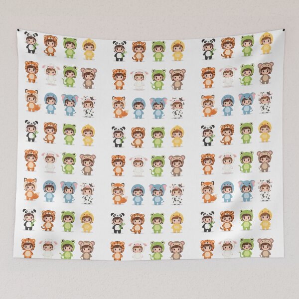 Item preview, Cute Cartoon Little Girls in Animal Outfits — Kawaii Animal Costume Characters  Kids Art Illustration designed and sold by Ditstyle.