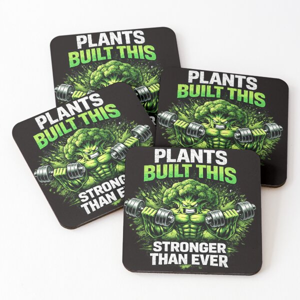 Item preview, Plants Built This – Vegan Muscle Gym Broccoli Bodybuilder Shirt  designed and sold by VibeOffline Studio.