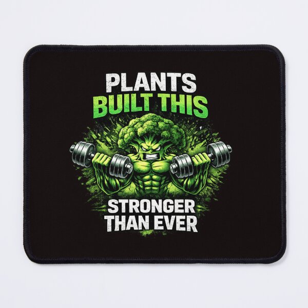 Item preview, Plants Built This – Vegan Muscle Gym Broccoli Bodybuilder Shirt designed and sold by VibeOffline Studio.