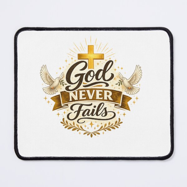 Item preview, God Never Fails Christian Shirt – Gold Cross Faith Quote Inspirational Bible Verse Gift designed and sold by Blessed Digital Prints.