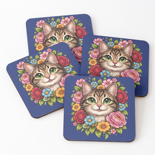 Item preview, Cat flowers designed and sold by ArtBlueCloud.