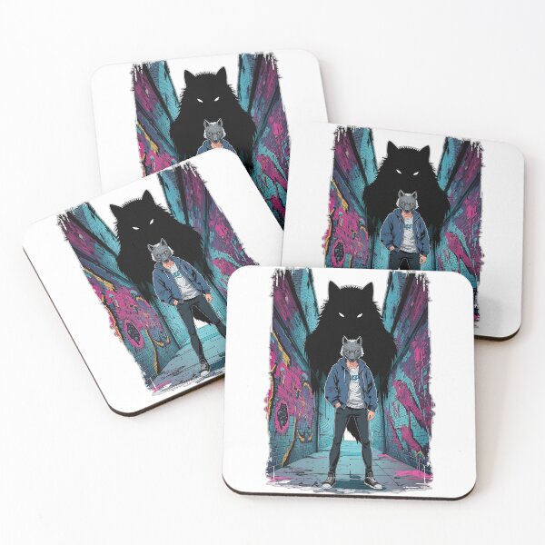 Item preview, Cyberpunk Wolf Boy Urban Neon Style designed and sold by BABAHROS.