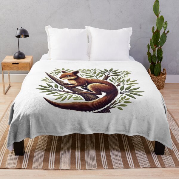 Item preview, A detailed illustration of a brown marsupial perched on a tree branch amidst green leaves. designed and sold by cave-canvas.