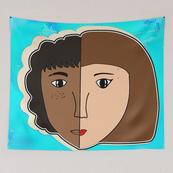 Item preview, "Split Face Portrait Representing Diversity and Unity" designed and sold by nighttime1990.