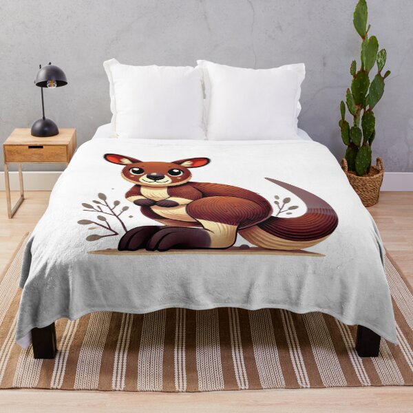 Item preview, Cute cartoon kangaroo standing on its hind legs, surrounded by small plants. designed and sold by cave-canvas.