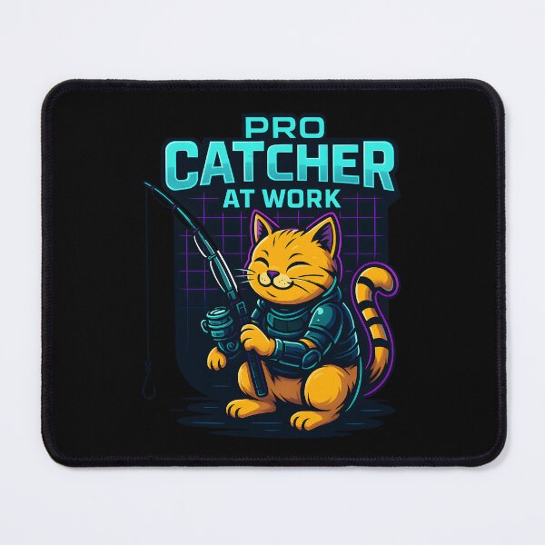 Item preview, Pro CATcher at Work – Funny Fishing Cat Gaming Style Design designed and sold by SVALANART.