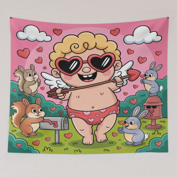 Item preview, Cool Cupid Love Strike | Funny Valentine's Day Animals Cartoon designed and sold by Midnight Veil Designs.