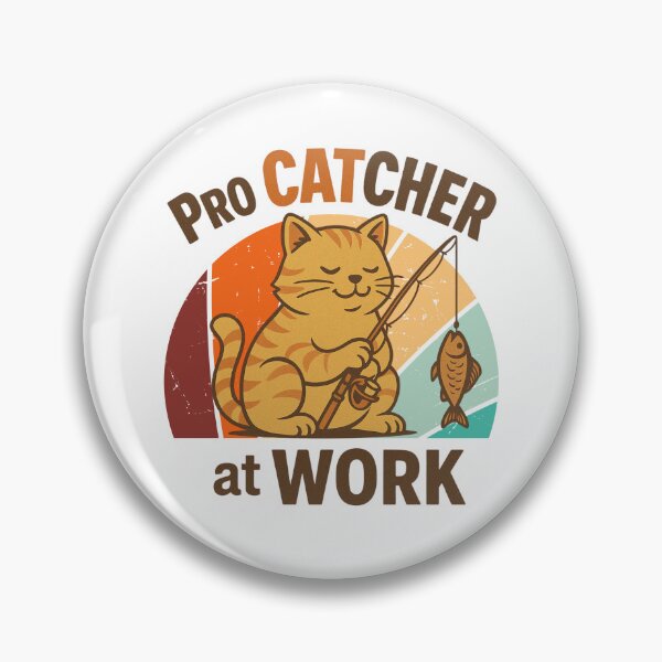 Item preview, Pro Catcher at Work – Retro Fishing Cat Vintage Design designed and sold by SVALANART.