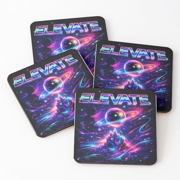 Item preview, ELEVATE Neon Cyberpunk Galaxy Glitch Aesthetic Graphic Tee designed and sold by AcrossAges.