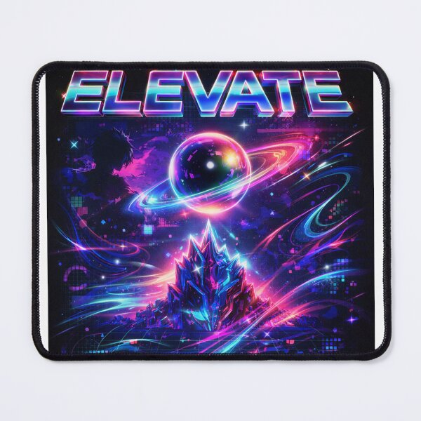 Item preview, ELEVATE Neon Cyberpunk Galaxy Glitch Aesthetic Graphic Tee designed and sold by AcrossAges.