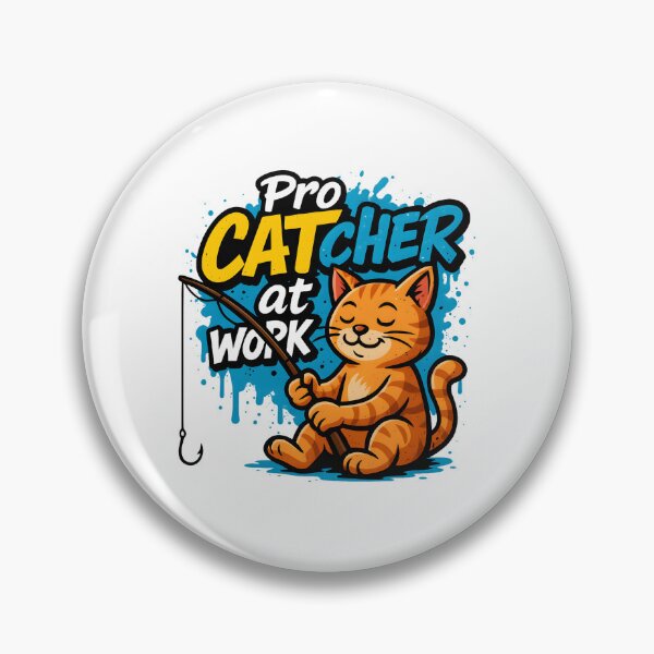 Item preview, Pro CATcher at Work – Cute Cartoon Fishing Cat Design designed and sold by SVALANART.