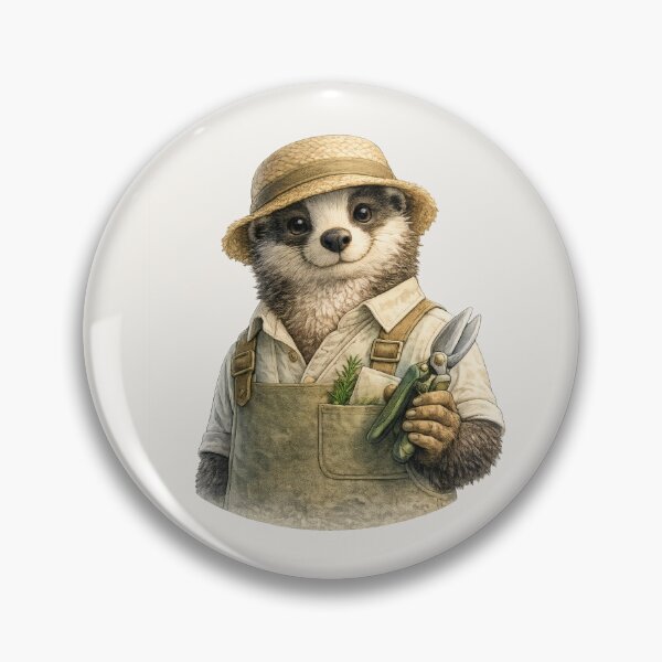 Item preview, Badger Gardener Portrait – Cozy Cottagecore Spring Illustration designed and sold by Ombrya.