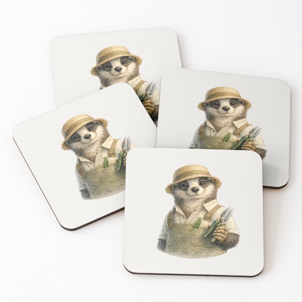 Item preview, Badger Gardener Portrait – Cozy Cottagecore Spring Illustration designed and sold by Ombrya.