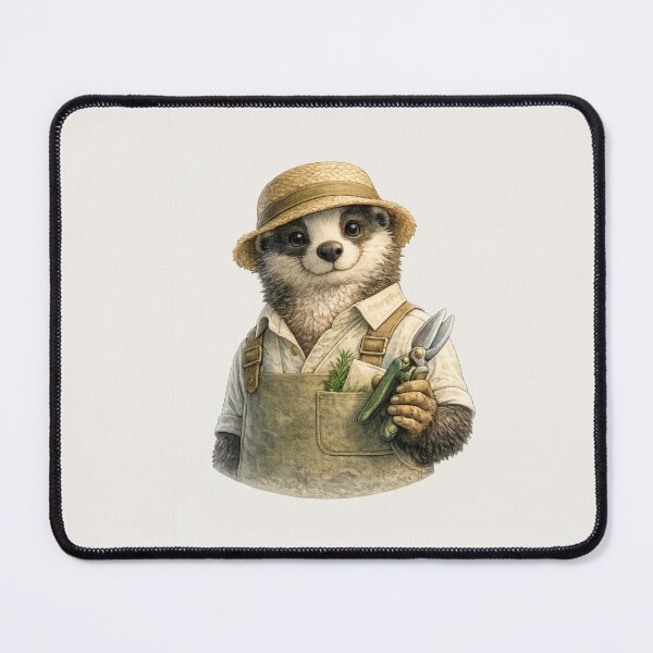 Item preview, Badger Gardener Portrait – Cozy Cottagecore Spring Illustration designed and sold by Ombrya.