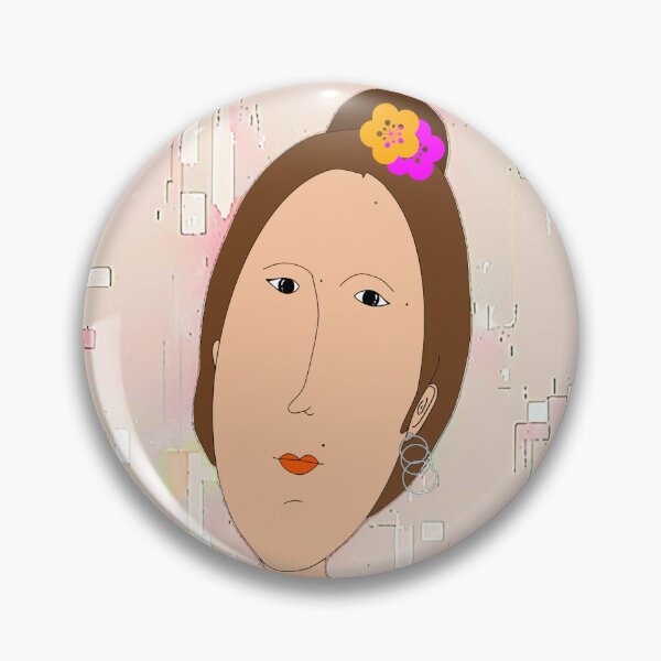 Item preview, "Abstract Woman Portrait with Floral Bun and Hoop Earrings" designed and sold by nighttime1990.