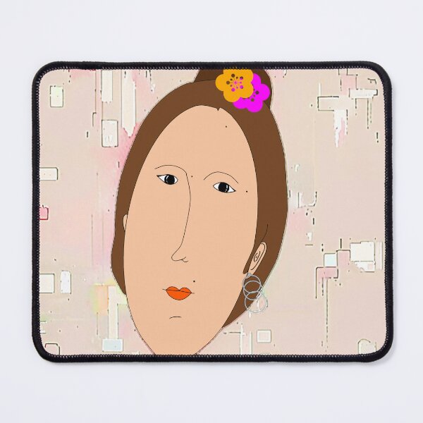 Item preview, "Abstract Woman Portrait with Floral Bun and Hoop Earrings" designed and sold by nighttime1990.