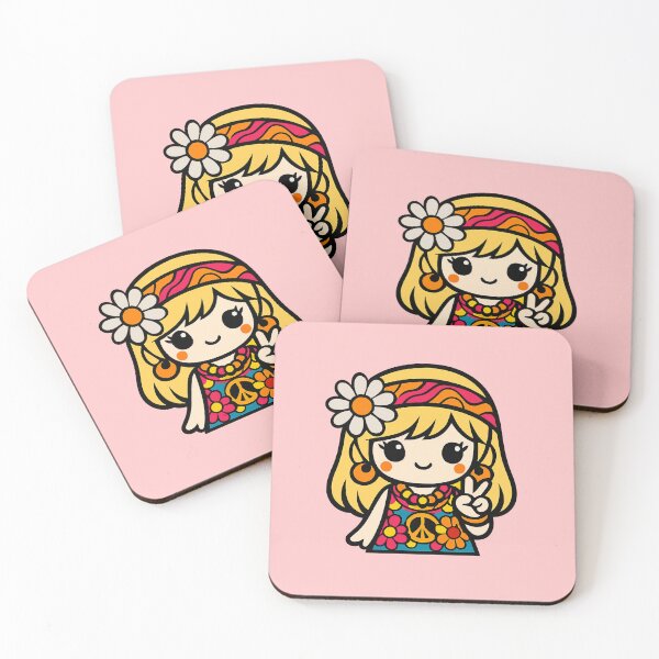 Item preview, Kawaii Hippie Girl - 1967 Summer of Love Retro Aesthetic designed and sold by Far Out Goods.
