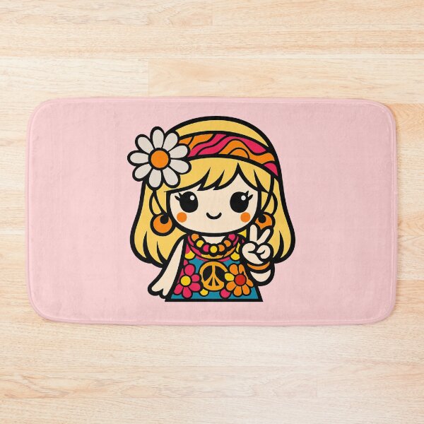 Item preview, Kawaii Hippie Girl - 1967 Summer of Love Retro Aesthetic designed and sold by Far Out Goods.