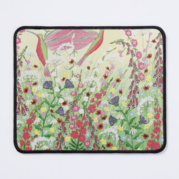 Item preview, Hummingbird Heartbeat - abstract meadow flowers splashy artwork designed and sold by ElisaTruemanArt.
