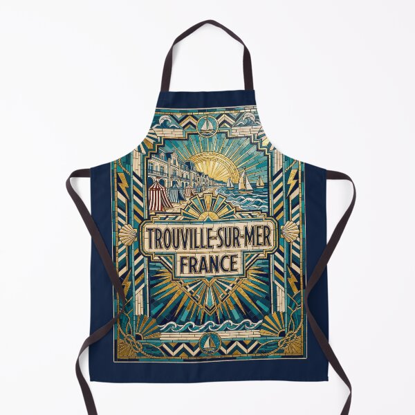 Item preview, Trouville-sur-Mer France Art Deco Mosaic - Vintage Coastal Travel Poster designed and sold by FrancophileFun.