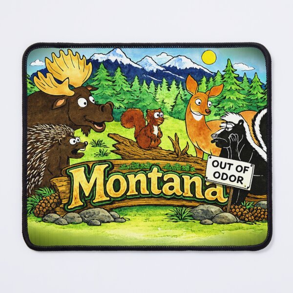 Item preview, Montana “Out of Odor” Skunk Cartoon – Funny Wildlife Scene designed and sold by purrtees.