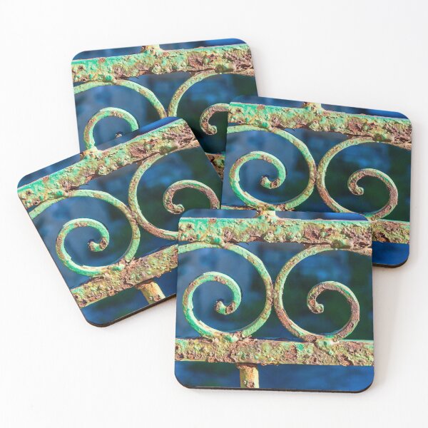 Item preview, Rusty Green Iron Railing with Decorative Spirals and Weathered Patina designed and sold by Nmallia.