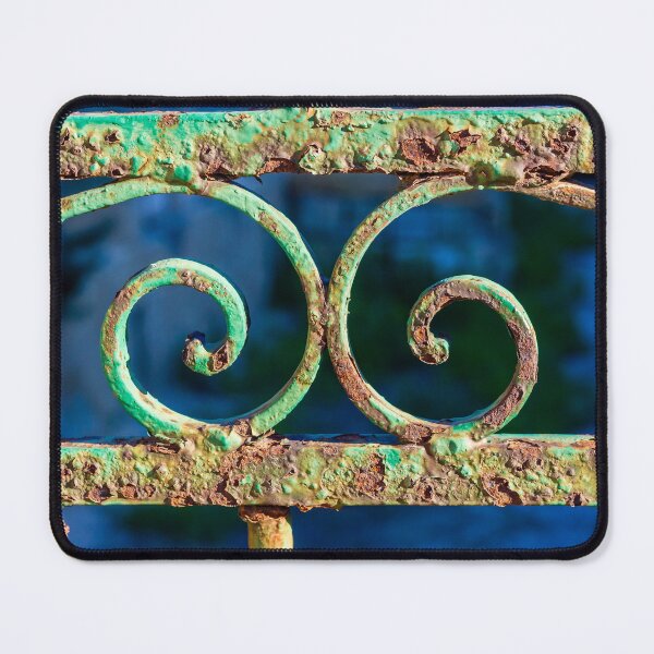 Item preview, Rusty Green Iron Railing with Decorative Spirals and Weathered Patina designed and sold by Nmallia.