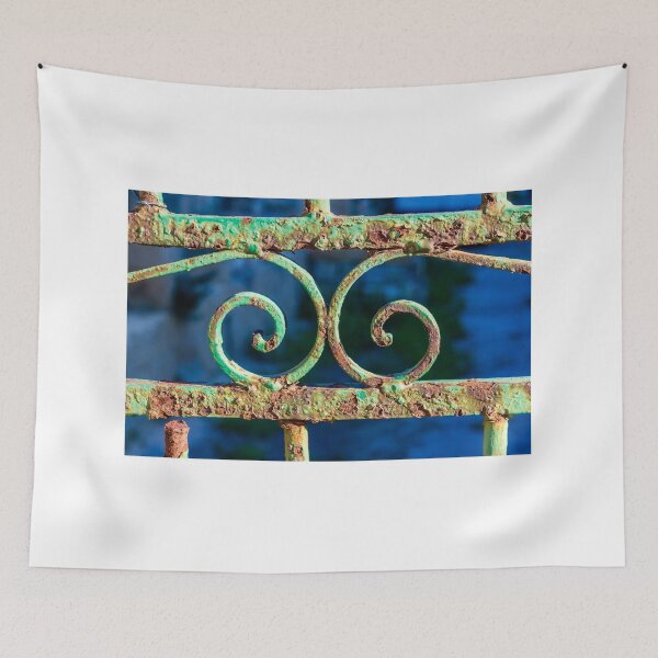 Item preview, Rusty Green Iron Railing with Decorative Spirals and Weathered Patina designed and sold by Nmallia.