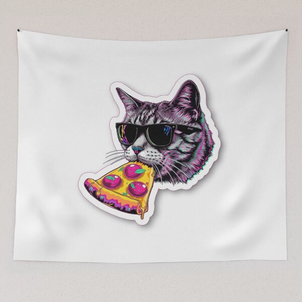 Item preview, Chaotic Space Cat Pizza Party Sticker designed and sold by soldbyelijah.