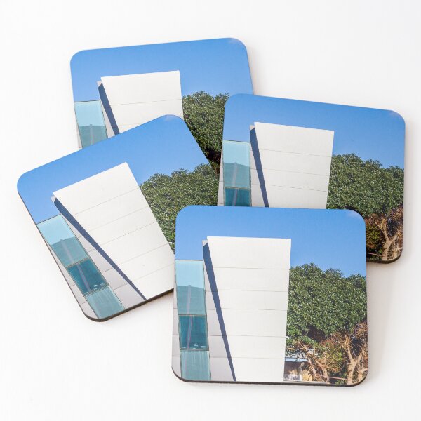 Item preview, Modern White Facade Building With Glass Windows, Blue Sky, And Lush Tree — Architectural Composition Outdoors designed and sold by Nmallia.